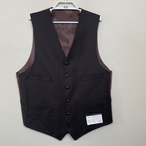 JNY Jones New York Mens Carter Vest Brown Pinstripe Wool R40 W33.5 NEW Suit - Picture 2 of 8